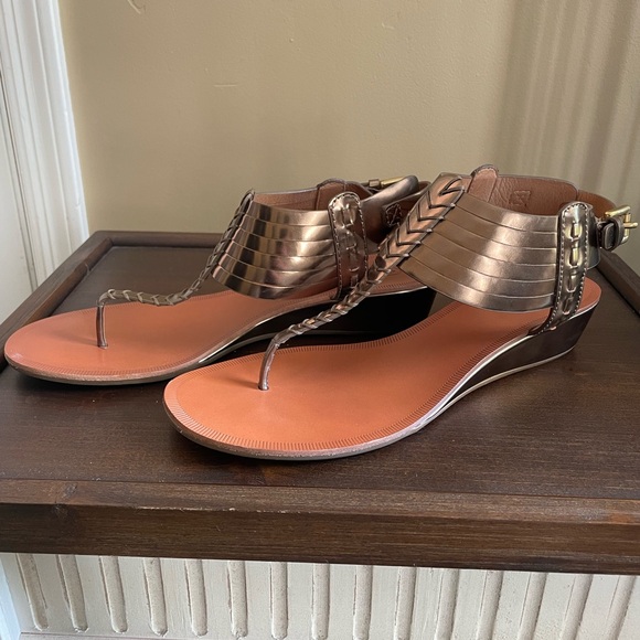 Coach Shoes - Coach India Bronze Thong Wedge Sandals